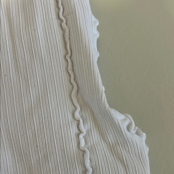 Free People White Ruffled Ribbed Tank Top - Picture 3 of 4